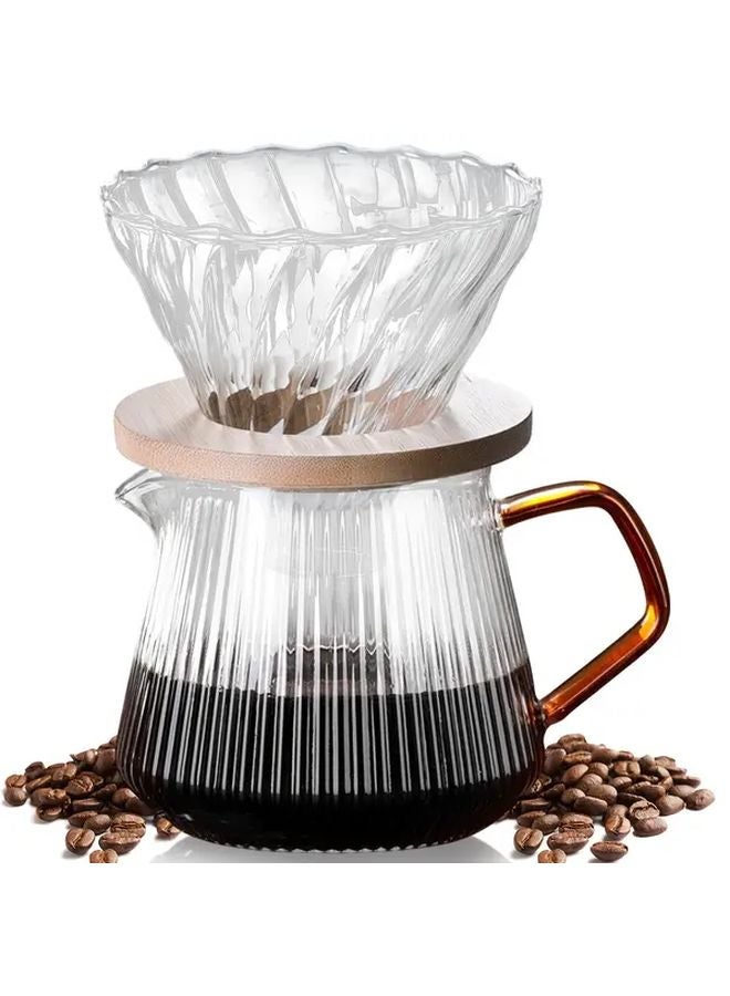 20.29oz Pour Over Coffee Maker Glass Carafe Dripper Set For Home Or Office - Image 2