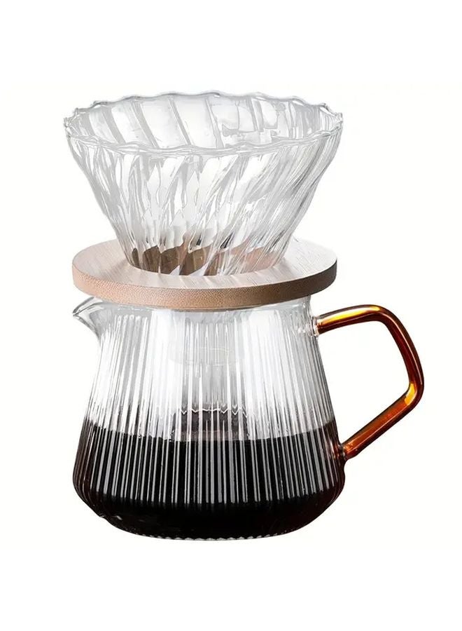 20.29oz Pour Over Coffee Maker Glass Carafe Dripper Set For Home Or Office - Image 1