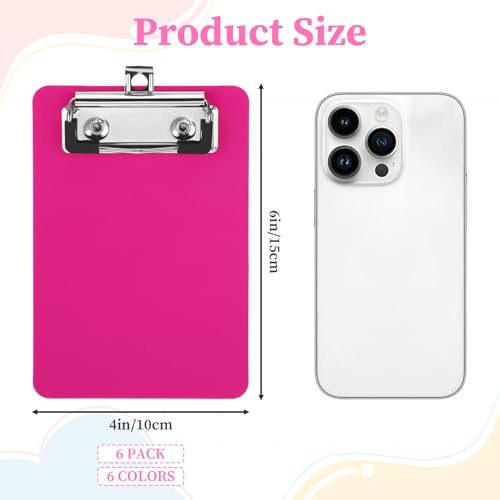 Qiuruoo 6 Pcs Mini Clipboard, Small Plastic Clipboards 4×6 Inch A6 Size Pretty Cute Notepads Pocket Clip Board for Offices, Hospitals, Restaurants, Teacher Doctor Offices (Set of 6 Colors) - Image 2