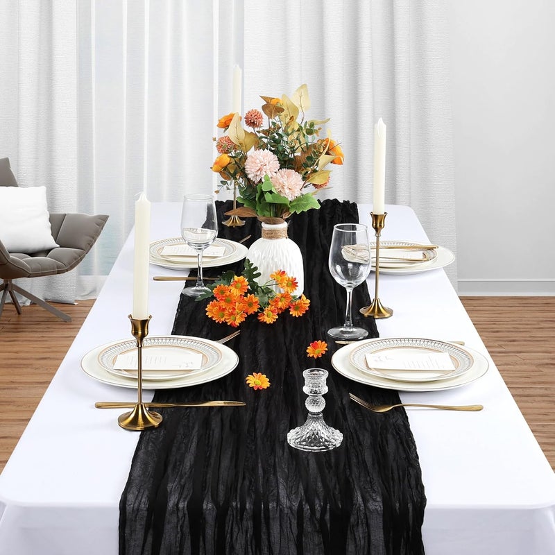 Heneger 6 Pack Black Table Runner Cheesecloth 10Ft Gauze Cheese Cloth Table Runner 35x120 Inch Boho Sheer Rustic Fabric for Party Decor Baby Shower Wedding Holiday Home Decorations - Image 3