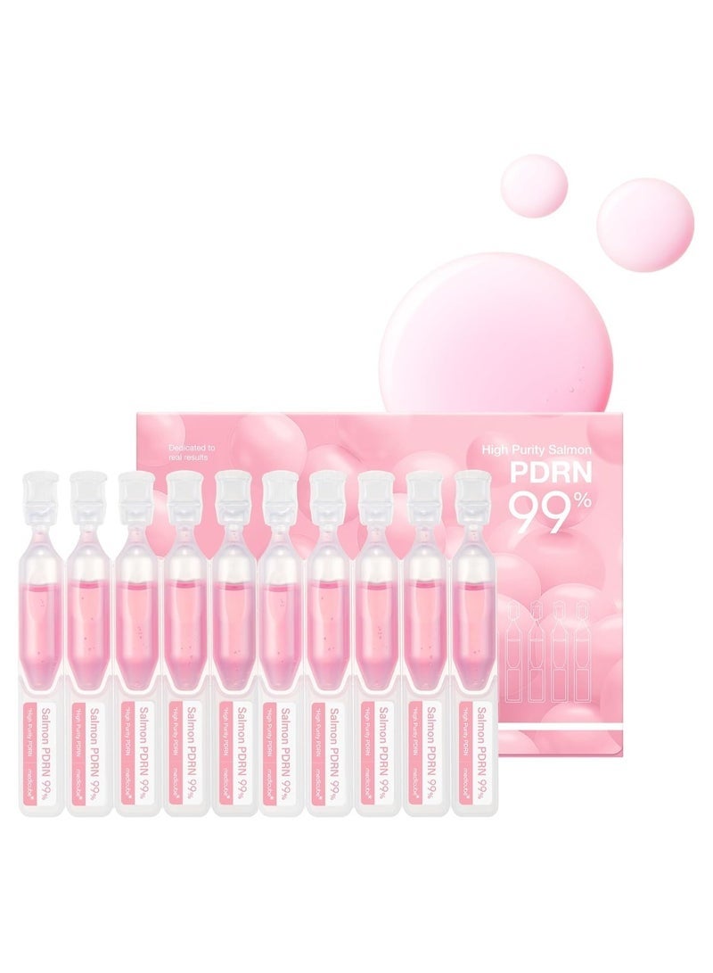 ميديكيوب سلمون DNA PDRN وردي مصل يوم واحد. 99٪ سلمون DNA PDRN أمبولة مكثفة، الكولاجين، الجلوتاثيون، حمض الهيالورونيك - يحسن إشعاع الجلد. العناية بالبشرة الكورية 0.05 fl.oz x 10e - Image 1