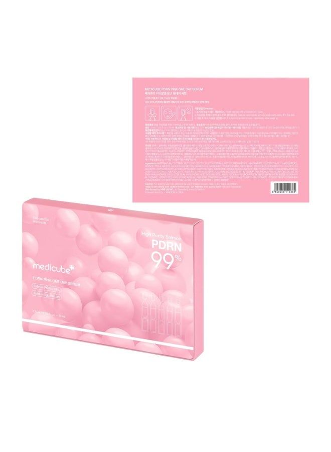 ميديكيوب سلمون DNA PDRN وردي مصل يوم واحد. 99٪ سلمون DNA PDRN أمبولة مكثفة، الكولاجين، الجلوتاثيون، حمض الهيالورونيك - يحسن إشعاع الجلد. العناية بالبشرة الكورية 0.05 fl.oz x 10e - Image 2