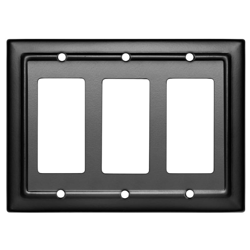 Monarch Abode Rocker Light Switch Cover Plate 3Gang Matte Black Decorator Wall Plates Architectural Decorative Outlet Covers Wall Plates for Receptacle GFCI Electric Outlet Cover Pack of 1