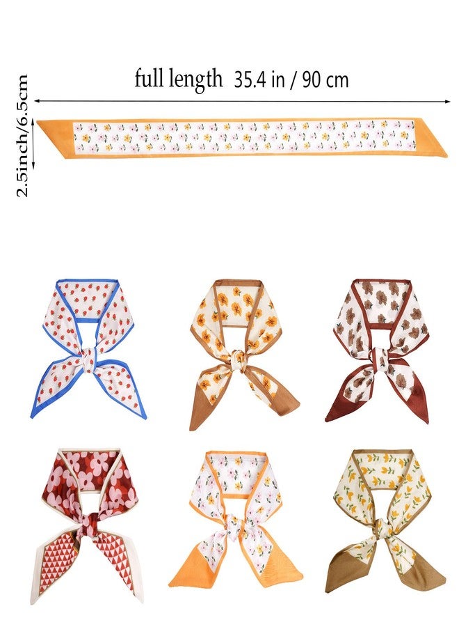 yeabwps 6 Pcs Purse Scarf Handbags for Women Skinny Fashion Neck Scarves Lightweight Stain Ribbon for Bag Hair Accessories - Image 2