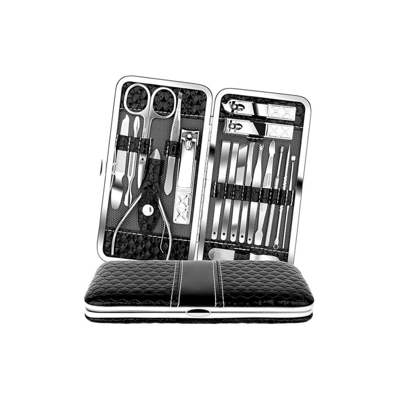 Professional Manicure Pedicure Kit 18Piece Stainless Steel Nail Care Set with Travel Case - Image 2