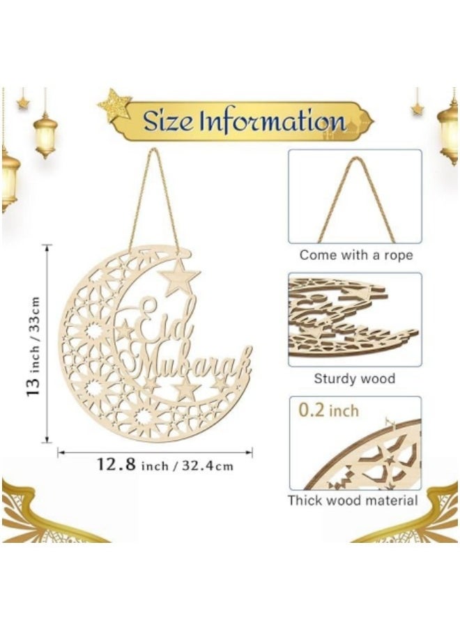 GGEROU - Ramadan Ornaments Lantern Ramadan Eid Mubarak Decorations Moon Star Pendant Muslim Islam Plaque Sign for Home Happy Ramadan Mubarak DIY Wall Decor Supplies - Image 1