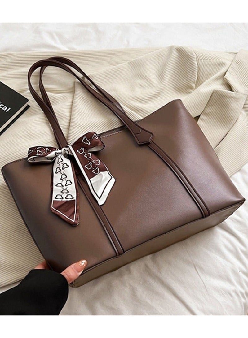 Arabest Women's Shoulder Tote Bag Faux Leather Handbag for Women Large Capacity Messenger Fashionable Travel Shoulder Bag for Ladies Girls College Students - Image 2