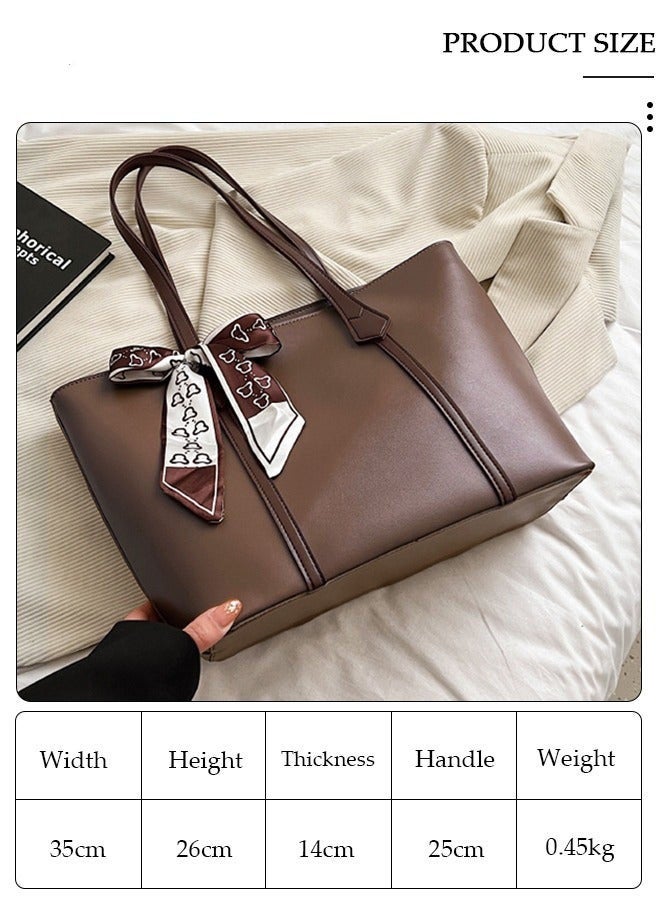 Arabest Women's Shoulder Tote Bag Faux Leather Handbag for Women Large Capacity Messenger Fashionable Travel Shoulder Bag for Ladies Girls College Students - Image 3