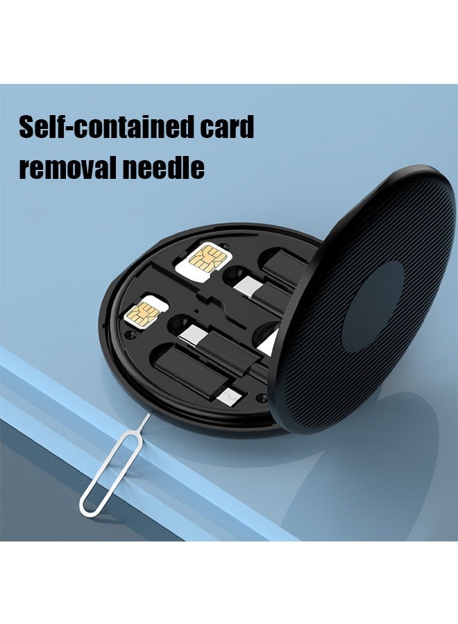 USB Cable Conversion Storage Box, 60W Fast Charging Cable Case Aluminum Alloy Convertor Contains Card Slot, Multifunctional Data Transfer storage Box with Phone Holder (Black)  - Image 3