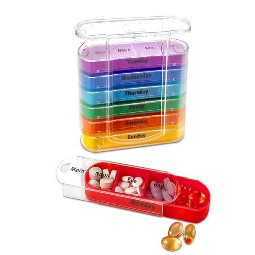 INKULTURE 7 Day Pill Box Organizer, Hard Case with Embedded Magnet, 7 Stackable Trays, Perfect for Travel and Home Use | Multicolor | 01 Pcs - Image 4