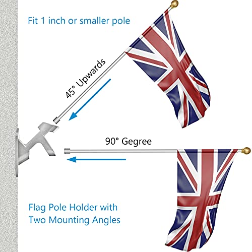 Haoridul Flag Pole Holder for Outside House, Heavy Duty Flag Pole Mounting Bracket, Aluminum Metal Flagpole Mount with Stainless Hardware for Outdoor, Strong and Rust Proof, 1" Inner Diameter (Silver-1Pack) - Image 3