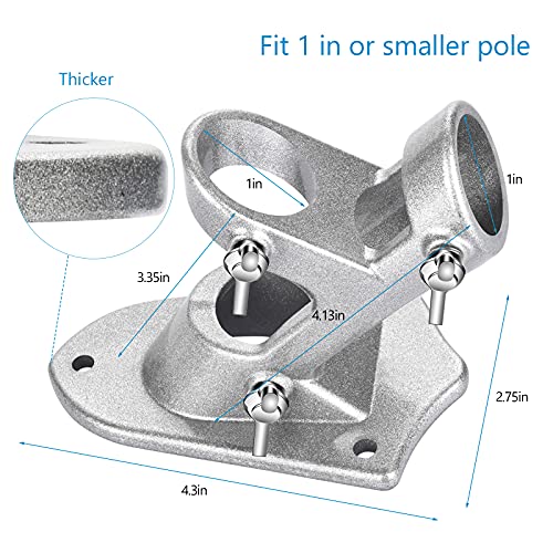 Haoridul Flag Pole Holder for Outside House, Heavy Duty Flag Pole Mounting Bracket, Aluminum Metal Flagpole Mount with Stainless Hardware for Outdoor, Strong and Rust Proof, 1" Inner Diameter (Silver-1Pack) - Image 4