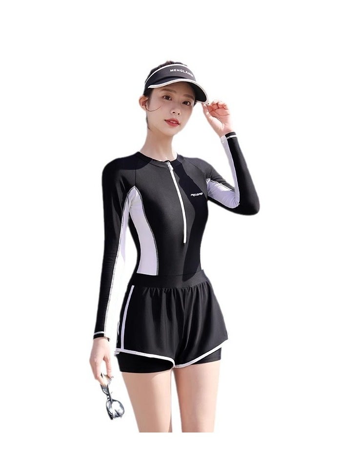 RedMapleTEK - Women's Swimsuit New Style Cover Belly Body Shaper One Piece Long Sleeve Boxer - Image 1