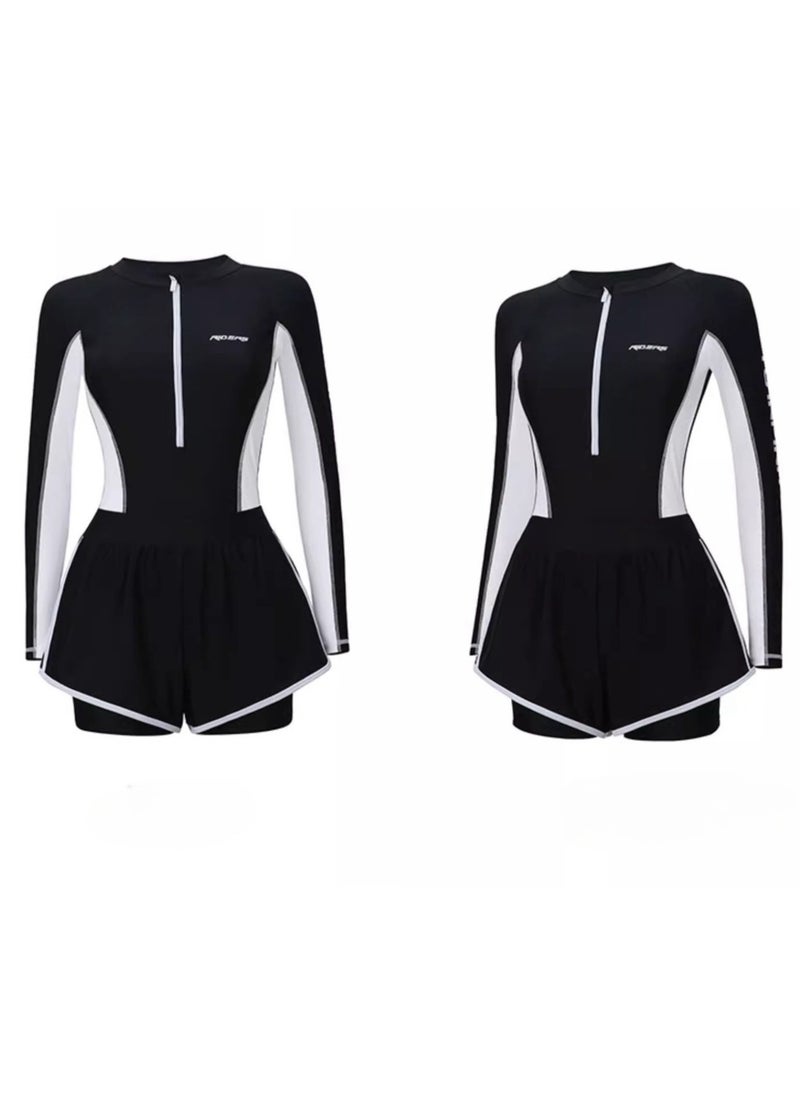 RedMapleTEK - Women's Swimsuit New Style Cover Belly Body Shaper One Piece Long Sleeve Boxer - Image 1