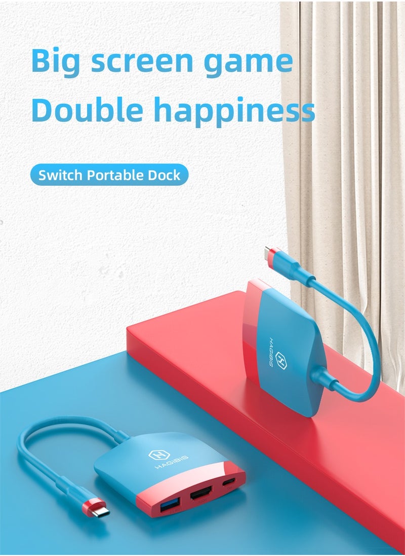 Hagibis - Switch Dock TV Dock for Nintendo Switch Portable Docking Station USB C to 4K HDMI-compatible USB 3.0 Hub for Macbook Pro - Image 1