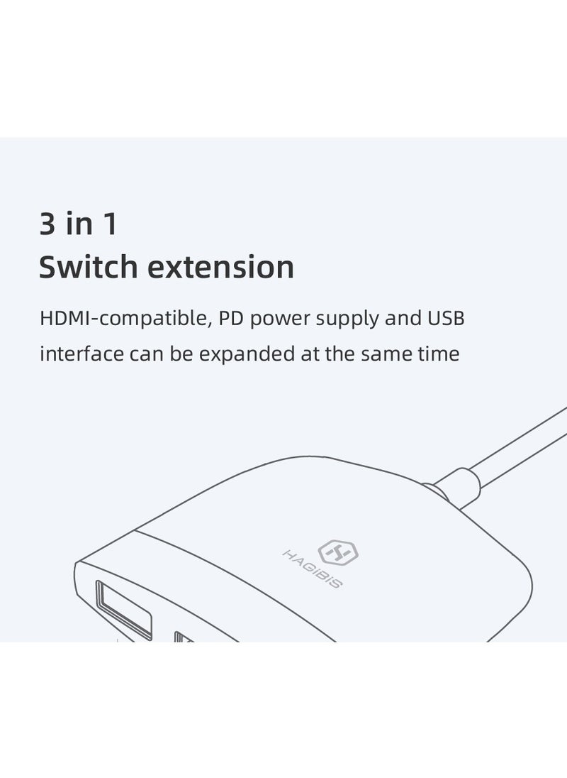 Hagibis - Switch Dock TV Dock for Nintendo Switch Portable Docking Station USB C to 4K HDMI-compatible USB 3.0 Hub for Macbook Pro - Image 1