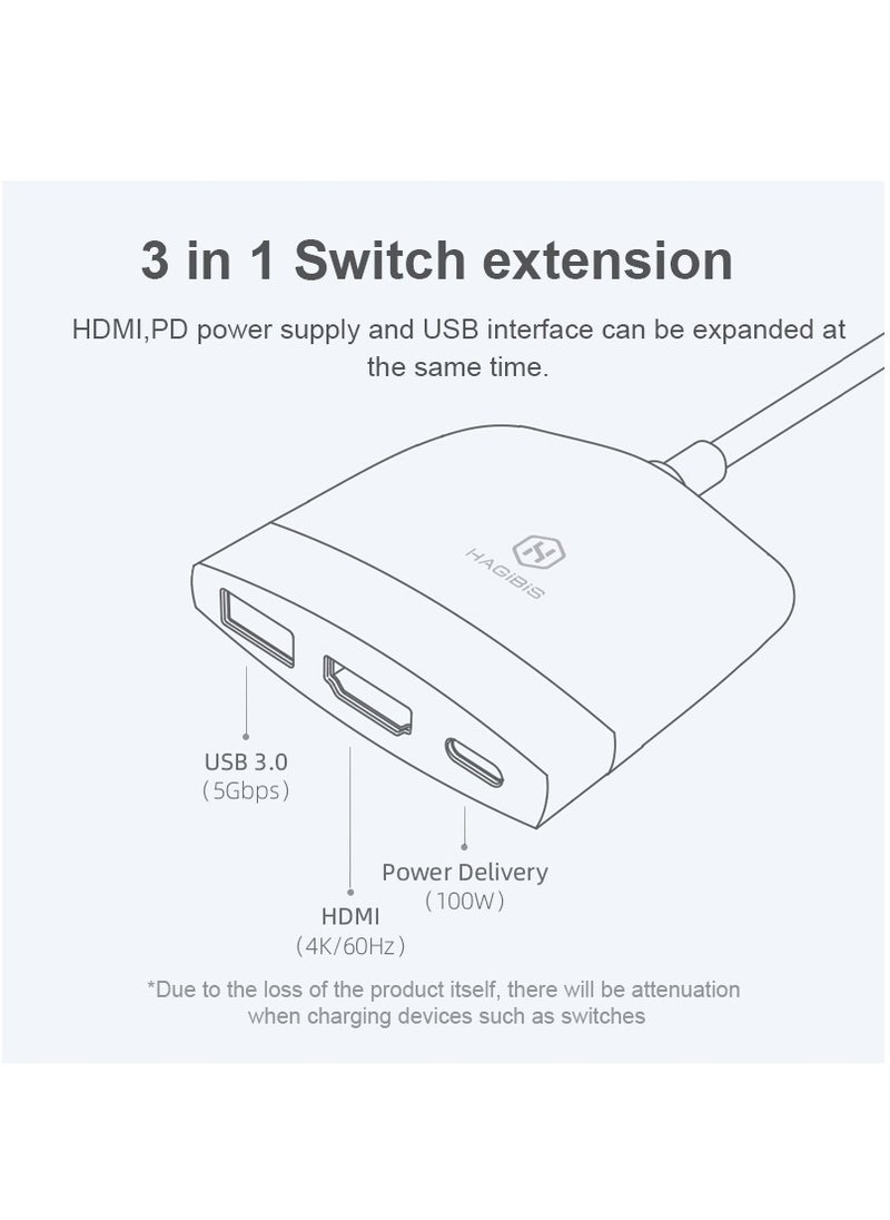 Hagibis - Switch Dock TV Dock for Nintendo Switch Portable Docking Station USB C to 4K HDMI-compatible USB 3.0 Hub for Macbook Pro - Image 1