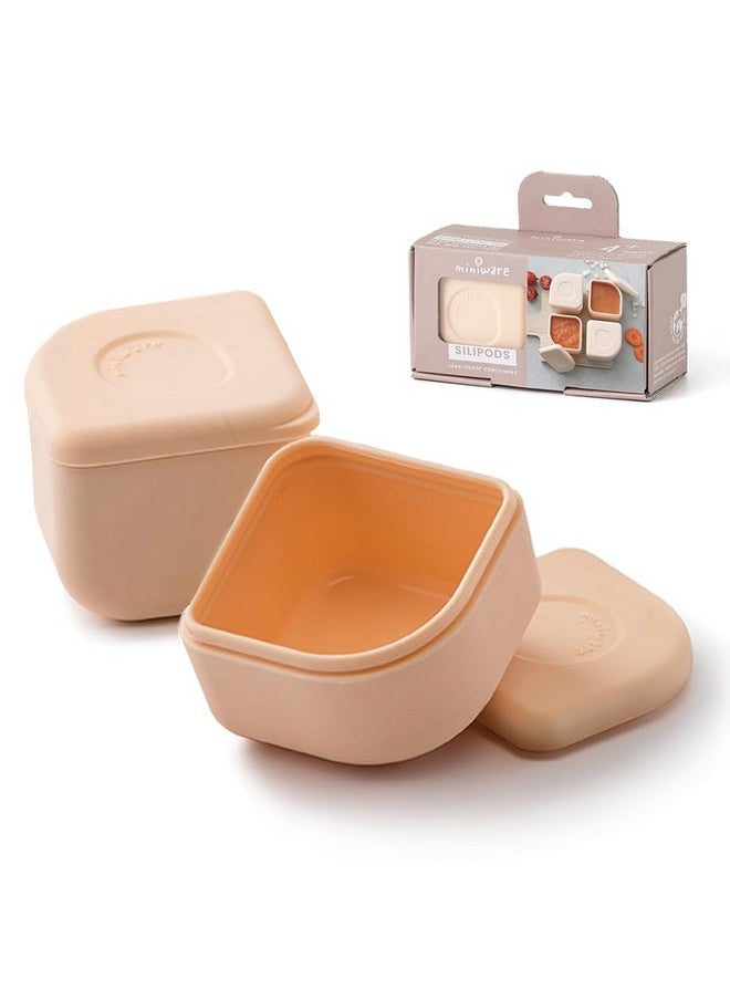 Miniware Silipods - Silicone Snack Containers For Kids - Dishwasher & Fridge Safe Silicone Food Storage Snack Containers For Toddlers - Food Grade Silicone Baby Food Containers (Peach 2 Pack 4 Oz.)  - Image 1