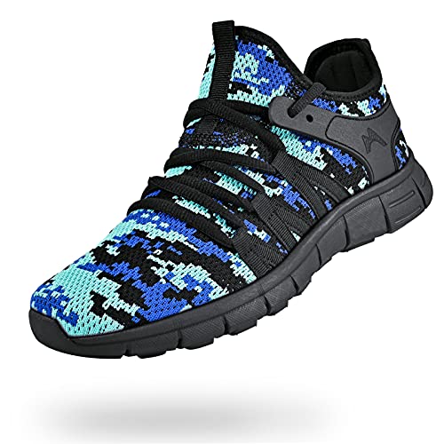 INZCOU Running Shoes Lightweight Tennis Shoes Non Slip Gym Workout Shoes Breathable Mesh Walking Sneakers Camouflage Blue 8women 7men - Image 3