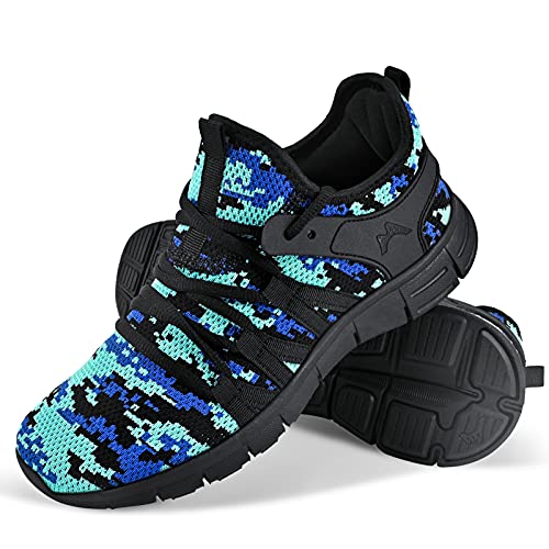 INZCOU Running Shoes Lightweight Tennis Shoes Non Slip Gym Workout Shoes Breathable Mesh Walking Sneakers Camouflage Blue 8women 7men - Image 1