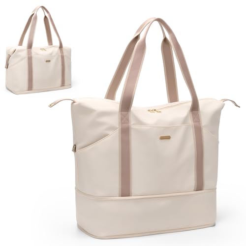 GOLF SUPAGS Large Duffel Bag Women Sports Bags Portable Travel Bag Expandable Space Weekender Bag for Sports Gym and Travel CreamyWhite - Image 1