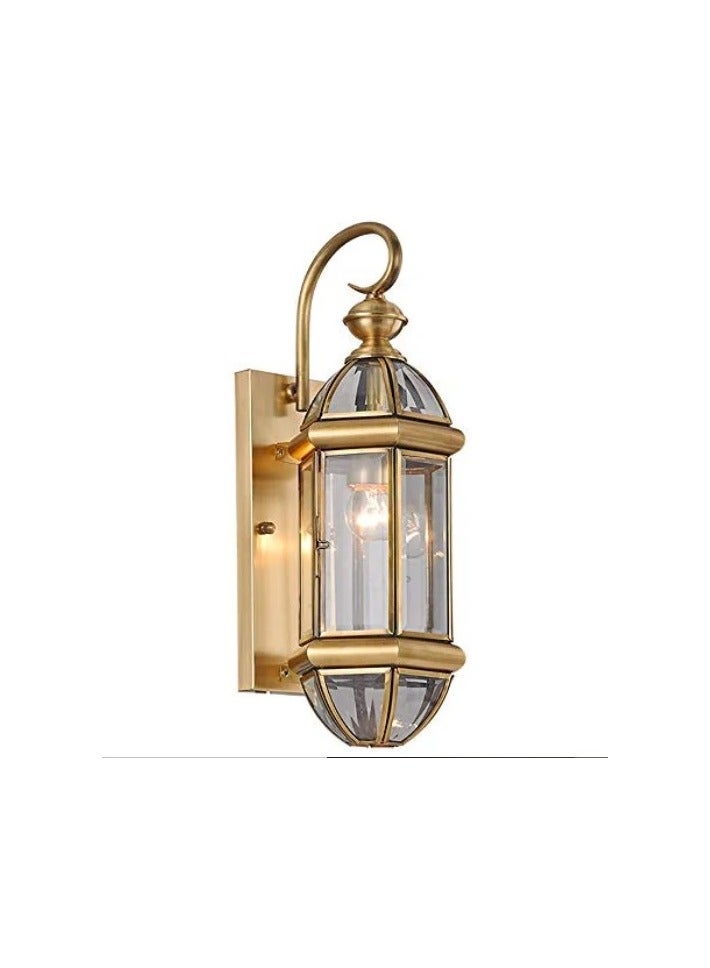 Outdoor Wall Lamp Waterproof Aluminum and Brass + Glsss Body for Garden Entrance Villa size (H,60 L,28 W,20) with Bulb E27 - Image 1