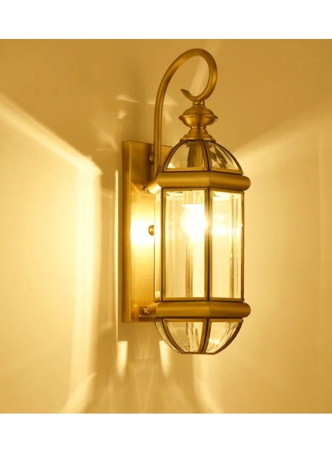 Outdoor Wall Lamp Waterproof Aluminum and Brass + Glsss Body for Garden Entrance Villa size (H,60 L,28 W,20) with Bulb E27 - Image 2