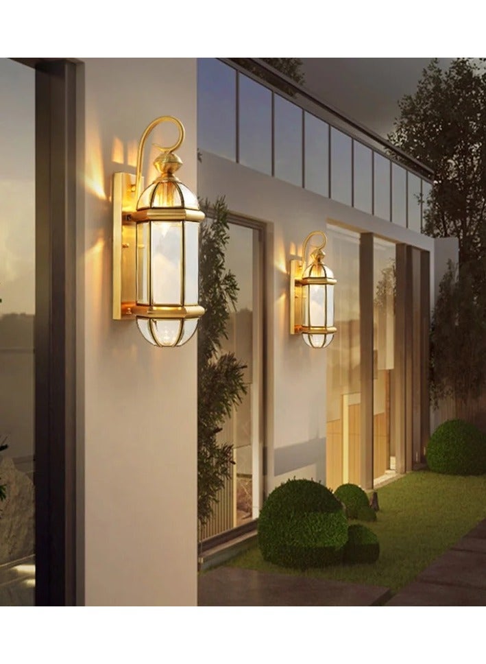 Outdoor Wall Lamp Waterproof Aluminum and Brass + Glsss Body for Garden Entrance Villa size (H,60 L,28 W,20) with Bulb E27 - Image 3
