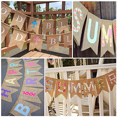 Lify Burlap Banner - Ideal DIY Party Decor for Wedding, Birthday, Baby Shower - Rustic Burlap Flags for Creative Personalization and Charming Event Atmosphere - 25 Pieces - Image 4