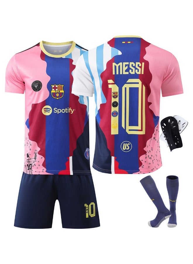 ميسي 2025-2026 الموسم #10 ميسي لكرة القدم جيرسي السراويل الجوارب مجموعة معدات واقية حجم الأطفال وحجم الكبار ، هدية للجماهير والأصدقاء - Image 1