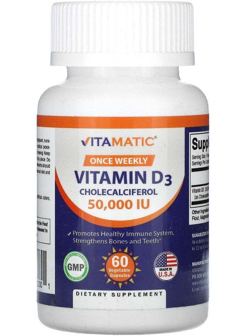 Vitamatic فيتامين د3، 50000 وحدة دولية، 60 كبسولة نباتية