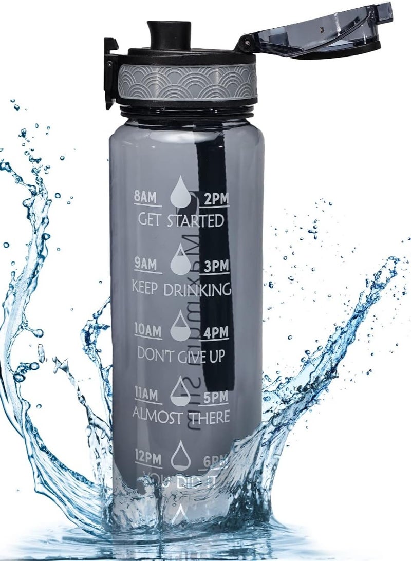 ALMUFARREJ Sport Water Bottle, 1L Large Capacity Leakproof Water Bottle Eco-friendly Portable Sports Bottles Drink Bottles with Time Marker for School Outdoor Camping Gym Sports Fitness  - Image 3