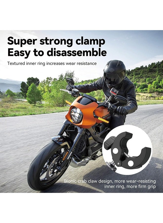 TELESIN - Camera Clamp Bike Motorcycle Handlebar Mount Accessories, 360 Ball Joint Tube Roll Bar Holder Clip for GoPro 12 11 10 9 8 7 Insta360 X3 Ace Pro DJI Action 3 4 Osmo Pocket 3 - Image 1