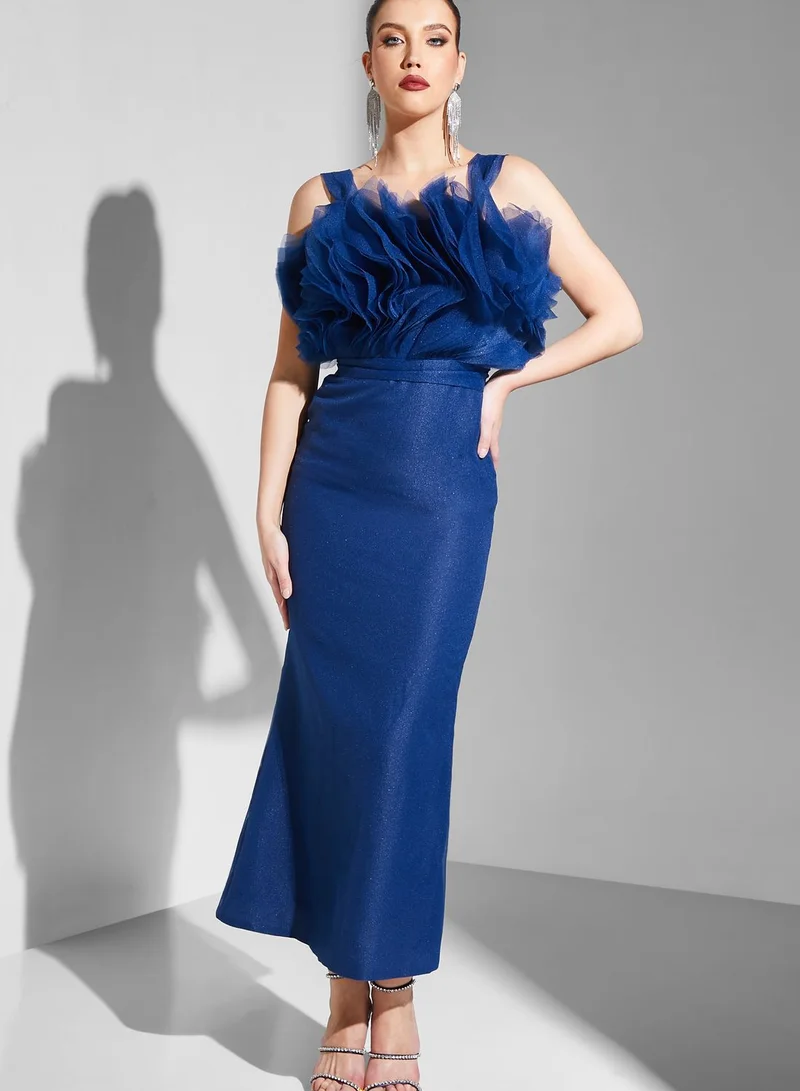 Iyra Ruffle Mesh Tiered Dress