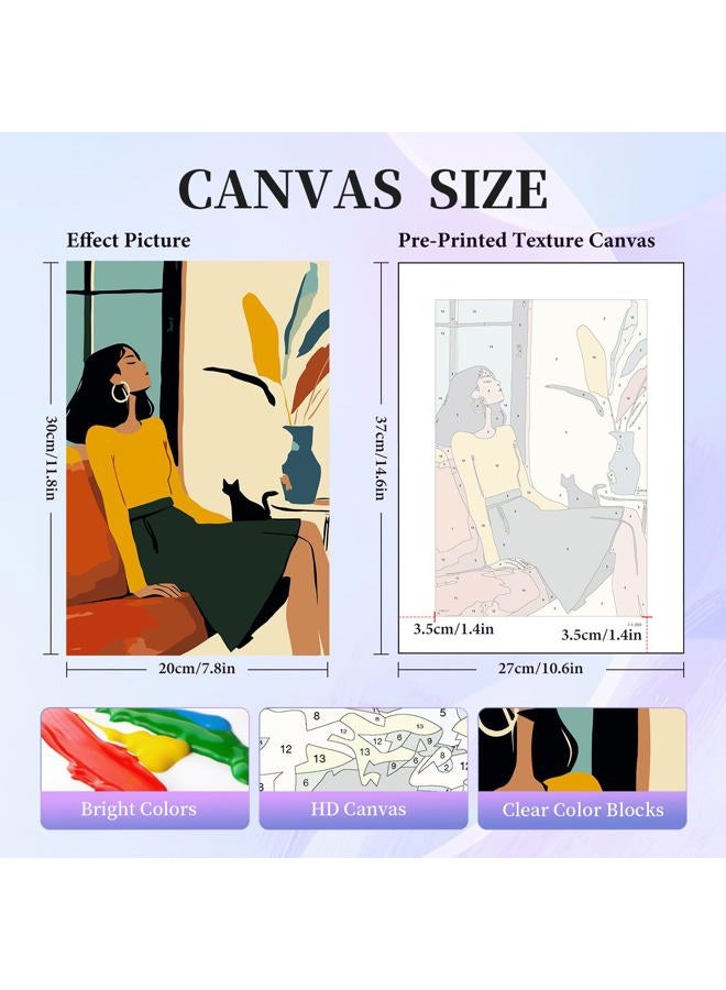 Okarina 6 Pack Paint by Numbers Kit for Adults Beginner, Women Adult Paint by Number Kits on Canvas, Black Cat DIY Acrylic Oil Painting by Numbers Kits for Home Decor 8x12 Inch (Without Frame) - Image 2