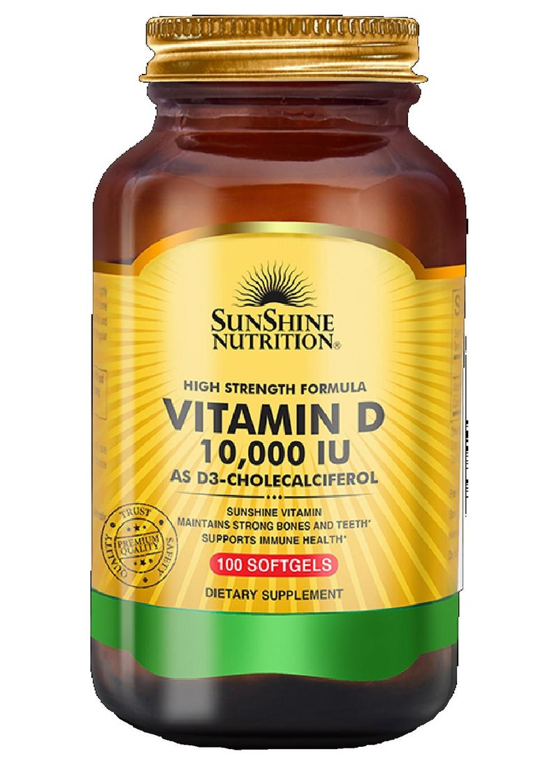 SUNSHINE NUTRITION التغذية فيتامين د 10000 وحدة دولية كبسولات هلامية 100 كبسولة