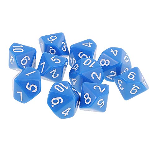 Yiotfandoll 10PCS Polyhedral Dice D10 Dice Acrylic 10 Sided Game Dice for RPG MTG DND Table Games Blue - Image 1