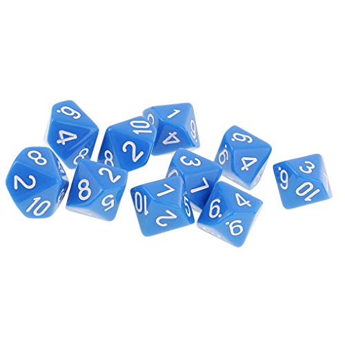 Yiotfandoll 10PCS Polyhedral Dice D10 Dice Acrylic 10 Sided Game Dice for RPG MTG DND Table Games Blue - Image 5