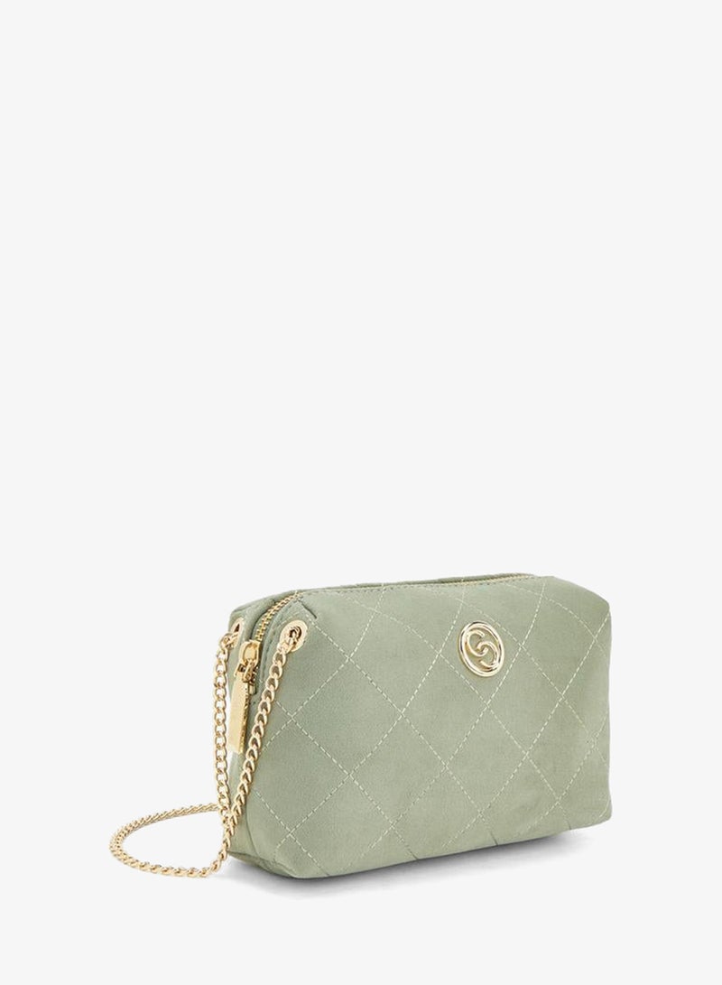 Celeste Quilted Suede Crossbody Bag With Zip Closure - Image 3