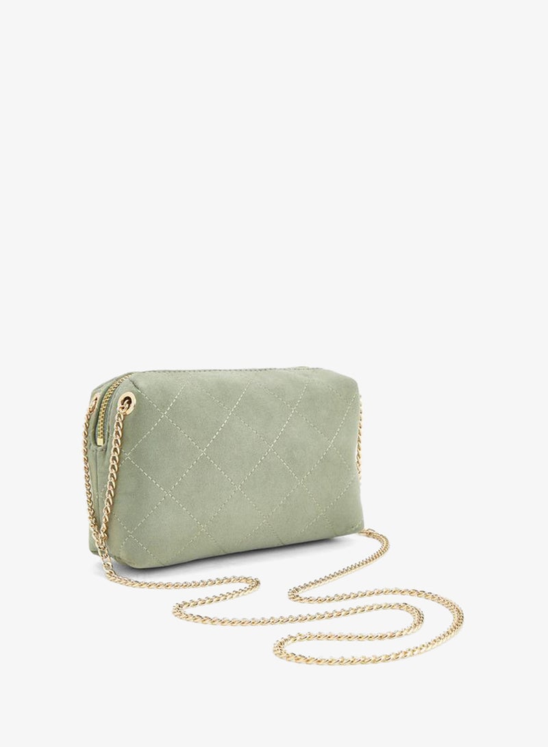 Celeste Quilted Suede Crossbody Bag With Zip Closure - Image 4