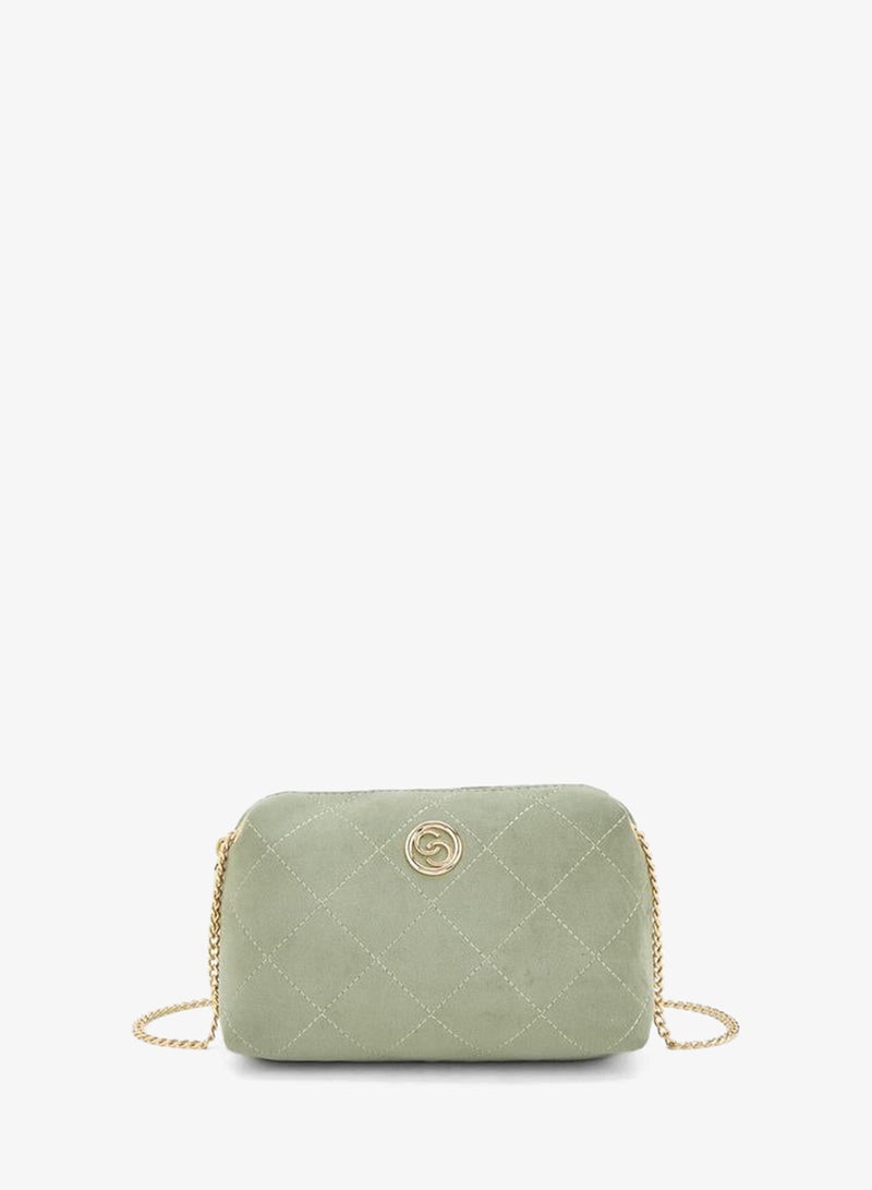 Celeste Quilted Suede Crossbody Bag With Zip Closure - Image 1