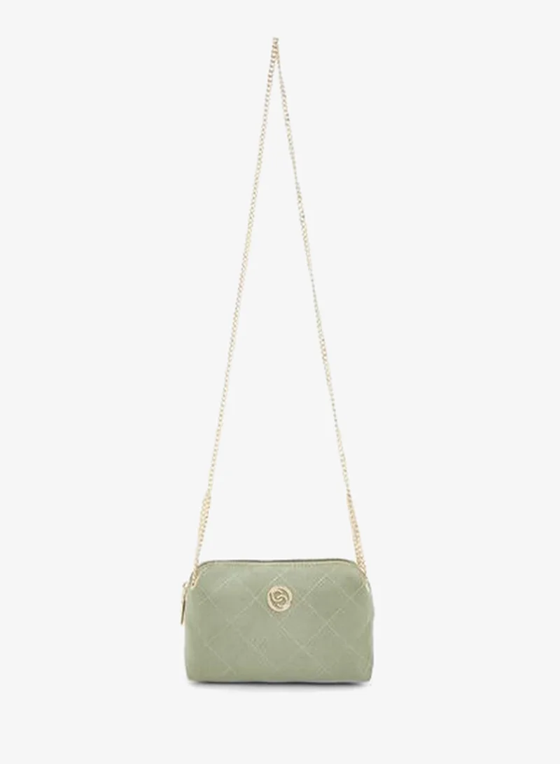 سيليست Quilted Suede Crossbody Bag With Zip Closure