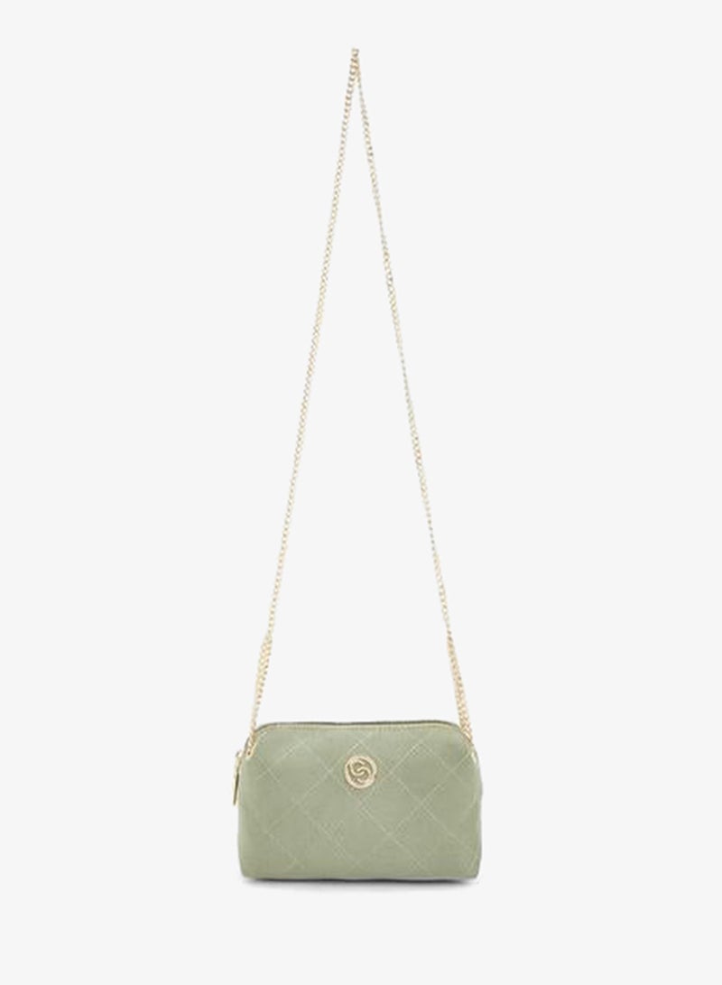 Celeste Quilted Suede Crossbody Bag With Zip Closure - Image 2