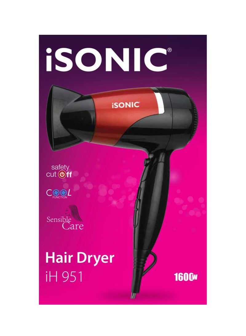 iSONIC Sensible Care Hair Dryer IH 951  2 Years Warranty Black/Red - Image 3