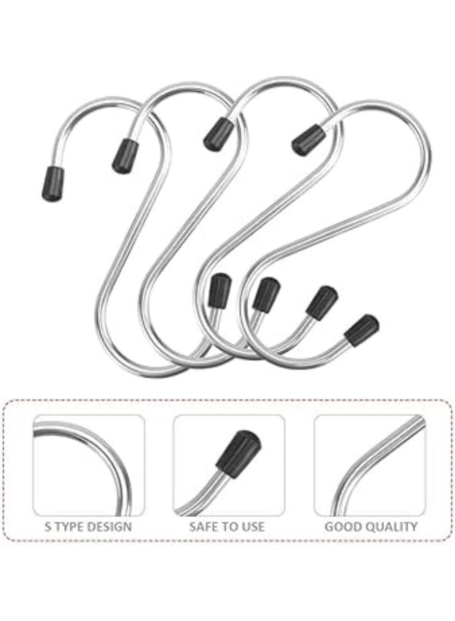 Small Stainless Steel S Type Sling Dog Hooks Rubber Ends, (Silver) - Pack Of 4 - Image 2