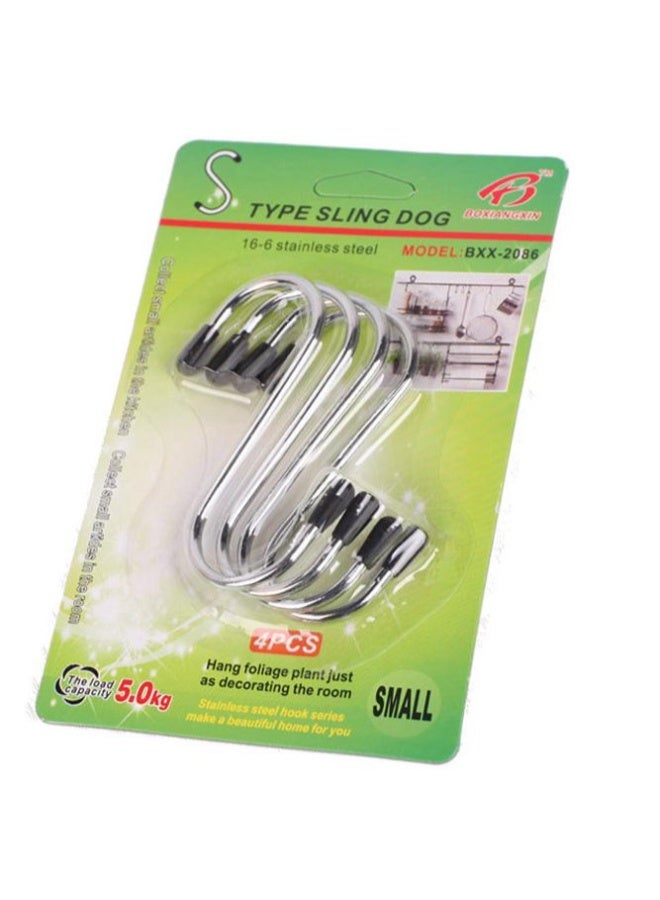 Small Stainless Steel S Type Sling Dog Hooks Rubber Ends, (Silver) - Pack Of 4 - Image 4