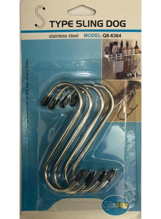 Small Stainless Steel S Type Sling Dog Hooks Rubber Ends, (Silver) - Pack Of 4 - Image 5