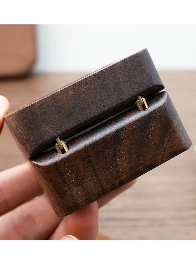 Engagement Ring Box Wooden Ring Box With Velvet Jewelry Display Gift Box Earrings Coin Storage Box for Proposal Engagement Wedding Anniversary Square 5.5*5.5*3.5cm - Image 2