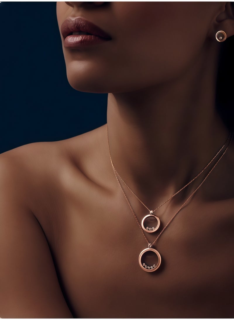 شوبارد قلادة شوبارد الدائرية من الألماس السعيد في الذهب الوردي عيار 18 هدية مترابطة للنساء - Image 3