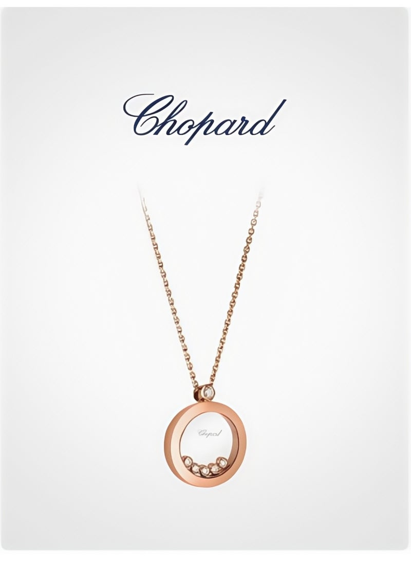 شوبارد قلادة شوبارد الدائرية من الألماس السعيد في الذهب الوردي عيار 18 هدية مترابطة للنساء - Image 2